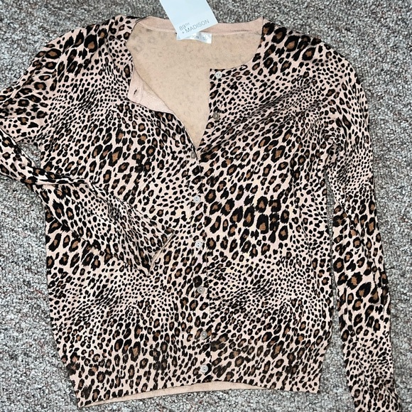 89th + Madison soft leopard button cardigan - Picture 1 of 5